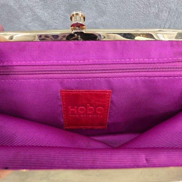 HOBO Lauren Wallet Clutch Iridescent Exotic Metallic Reptile Snake Print Leather - Picture 3 of 15